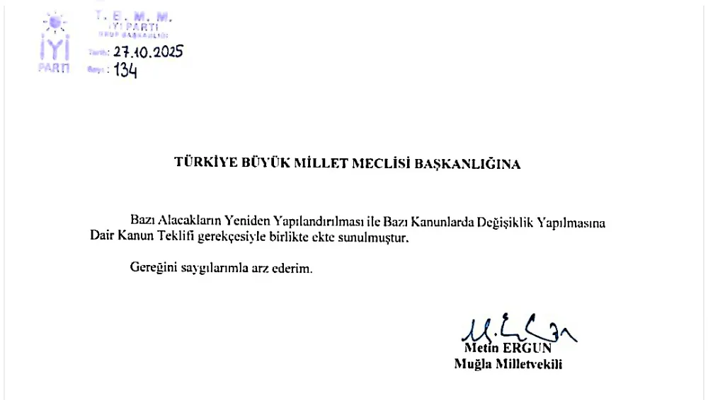 İYİ Parti’den Borç Yapılandırma Teklifi