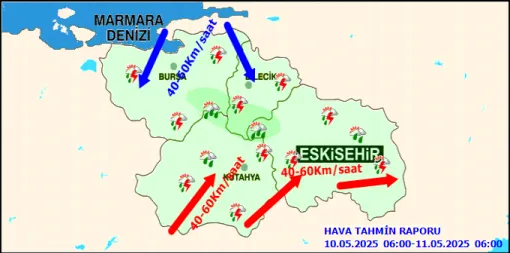  Eskişehir, Bursa, Kütahya ve Bilecik’te Kuvvetli Yağış ve Fırtına Uyarısı