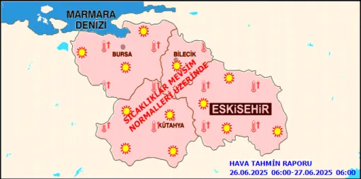  Eskişehir ve Çevresinde Kavurucu Sıcaklıklar: Sarıcakaya 42 Dereceyi Görecek