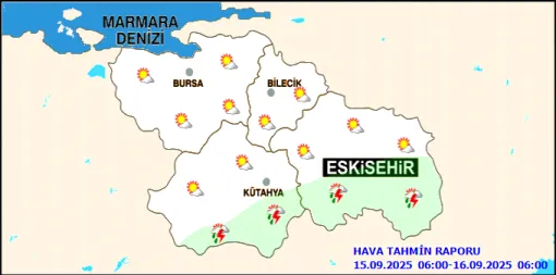 Eskişehir, Bursa, Kütahya ve Bilecik İçin Günlük Hava Durumu 