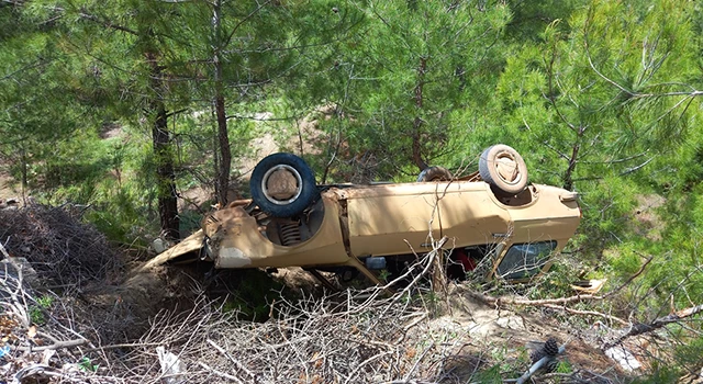 Şarampole devrilen otomobilin sürücüsü yaralandı